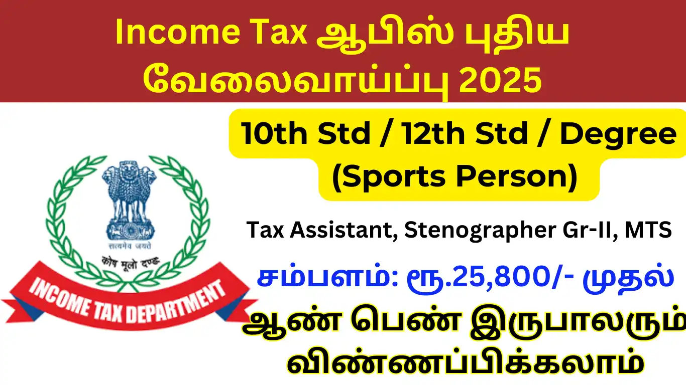 Central Tax and Customs Dept Job Recruitment 2025 – 20, Tax Assistant, Stenographer Post