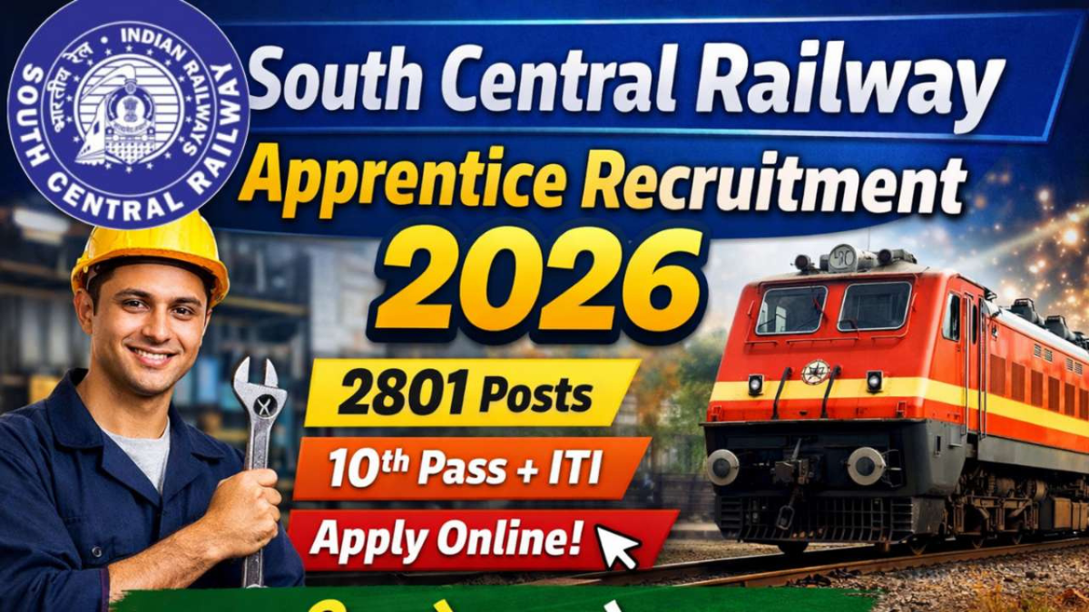 🚆 South Central Railway Apprentice Recruitment 2026 – 2801 வேலைவாய்ப்பு! 10th + ITI படித்தவர்களுக்கு ரயில்வே சூப்பர் வாய்ப்பு