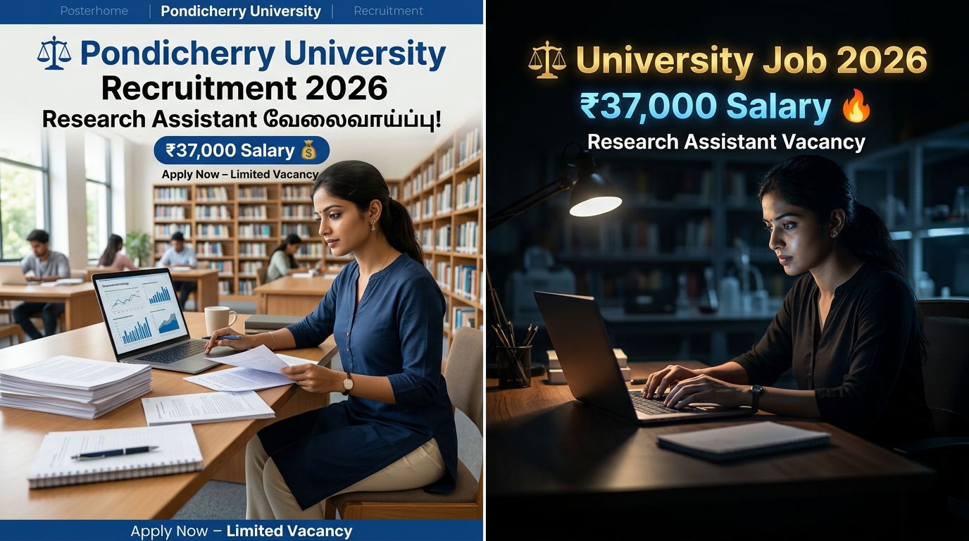 ⚖️ Pondicherry University Recruitment 2026 – Research Assistant வேலைவாய்ப்பு | ₹37,000 சம்பளம்! 🔥
